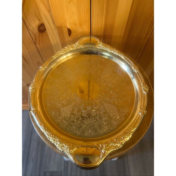 Vintage Gold Plated Coffee Tea Tray (5703) - Picture 2 of 6